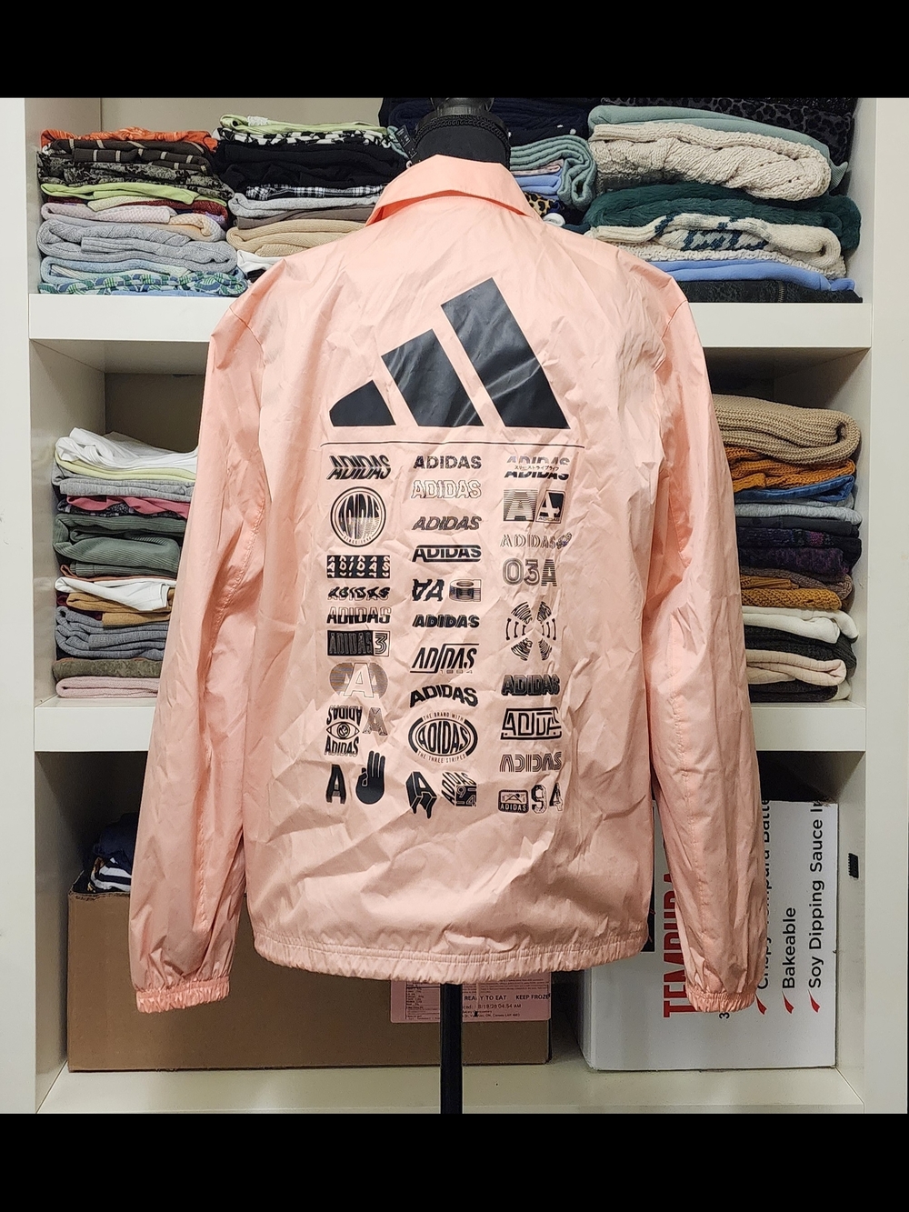Adidas Coaches Jacket - Peach/Coral (Graphic Back)
